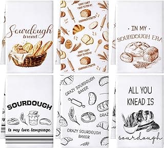 Hahafelt 6 Pcs Funny Sourdough Baking Kitchen Towels Gifts for Sourdough Bakers Lovers Decorative Dish Towels, Bread Maker Gifts Hand Tea Towel for Dining Kitchen16 x 24''