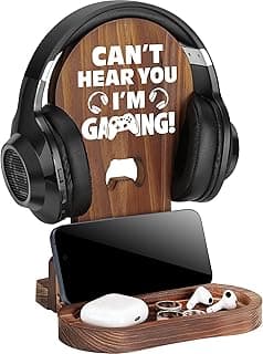 Slothoem-Gamer Gifts for Boy Girl Easter Birthday, Gamer Room Decor for Brother, Gaming Gifts for Dad,Boyfriend, Son, Husband, Easter Basket Stuffers, Gamer Room Accessories, Wooden Headset Stand