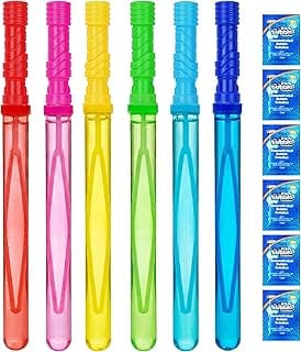 JOYIN 14.6’’ Big Bubble Wands for Kids, 6 PCS Bubble Wand with Refill Solution for Summer Toy Party Favor, Outdoors Toy Activity, Easter Basket Stuffers, Birthday Gift