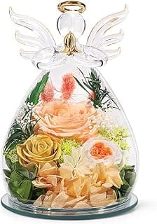 Gifts for Mom Birthday Gifts for Women Preserved Rose Forever Flower in Glass Angel Figurines Fresh Flowers for Delivery Anniversary Mothers Day Real Colorful Roses for Grandma Her Wife from Daughter