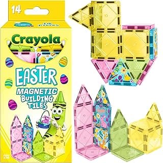 CreateOn Crayola Easter Magentic Tile Set - STEM & Montessori Building & Educational Toys for Kids, Easter Basket Stuffer Toys for Boys and Girls Ages 3+, 14-Piece Set