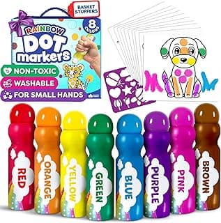 Dot Markers For Toddlers 1-3 - Easter Basket Stuffers - Dot Art Paints Washable For Kids - Includes Printed & PDF Coloring Sheets - Toddler Arts And Crafts - Preschool Learning Activities