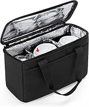 Trunab Reusable 3 Cups Drink Carrier for Delivery with Adjustable Dividers, Insulated Drink Caddy Holder Bag for Take Out, Beverages Carrier Tote with Handle for Outdoors, Patented Design, Black