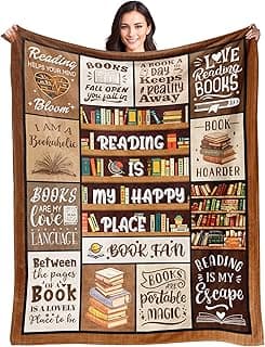 Book Lovers Gifts - Gifts for Book Lovers Women - Gifts for Readers - Reading Blanket - Books Club Librarian Bookworm Bookish Blanket Present for Women - Christmas Graduation - Throw Blanket 50"x60"