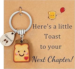Cute Toast Keychain for Girls, New Beginnings Gifts for Best Friend as Next Chapter Stuff, Cute Love Engagement Housewarming Birthday New Job Gifts for Coworker Couple Bestie Sister Parents