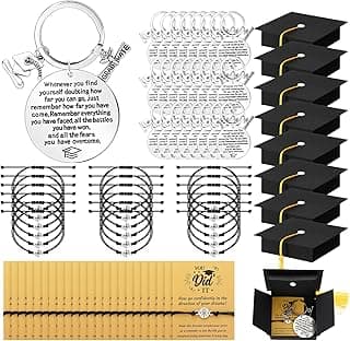 24 Sets 2026 Graduation Gifts Unisex Bracelets Comes in Cap Shaped Box with Quote Card Keychain for Class of 2026