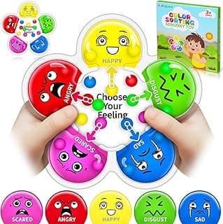 Color Sorting Sensory Toys for Kids with Autism, Autistic 5-7, Gifts for Kids, Feelings Wheel Social Emotional Learning Activities, Fine Motor Skills Calming Fidget Toys, Ages 3+