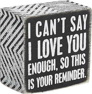 Primitives by Kathy 23238 Chevron Trimmed Box Sign, 3 x 3-Inches, I Love You