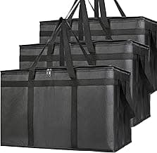 Bodaon 3-Pack Insulated Food Delivery Bag, XXXL Pizza Cooler Bags, Rideshare Delivery Bag, Thermal Cold/Hot Styrofoam Carrier for Catering/Shopping/Travel/Car, Warmer/Frozen