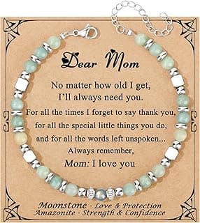 JoycuFF 𝗚𝗶𝗳𝘁𝘀 𝗳𝗼𝗿 𝗪𝗼𝗺𝗲𝗻 𝗠𝗼𝗼𝗻𝘀𝘁𝗼𝗻𝗲 𝗕𝗿𝗮𝗰𝗲𝗹𝗲𝘁 Amazonite Colorful Imperial Jasper Stainless Steel Beads Bracelets, Mothers Day Birthday Christmas Valentines Graduation Gifts