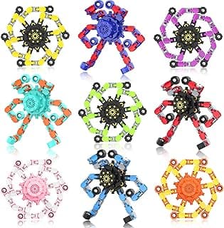Easter Basket Stuffers Transformable Fidget Spinners,9PCS Funny Sensory Fidget Toys Deformable Chain DIY Robot Spinner,Fingertip Stress Relief Gyro Toy Kids Easter Basket Stuffers Party Favors