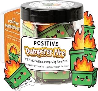 Positive Dumpster Fire Jar, Emotional Supports 60 Affirmation Cards for Women, Dumpster Fire Desk Accessories, Dumpster Fire Zen Garden, Coworker Gifts for Women, Best Gift for Boss