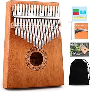Kalimba Thumb Piano, YUNDIE Portable 17 Keys Mbira Finger Piano with Tune Hammer and Instruction,Musical Instruments Birthday Gift for Adult Beginners Professional(Brown)