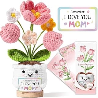 Mothers Day Mom Gifts for Women Positive Tulip Flower Emotional Support Crochet - Remember I Love You Mom - Best Mom Gifts from Daughter Son, Mothers Day Birthday Gift for Moms Mama Mother in Law