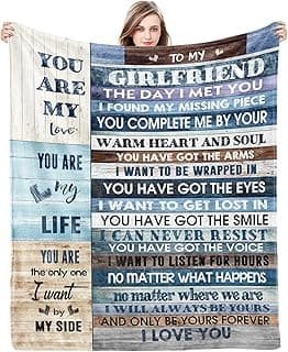 to My Girlfriend Blanket Girlfriend Gifts I Love You Blessing Sweet Sayings Quote Throw Blankets Birthday Gifts for Her Anniversary Soft Blankets for Bed Sofa and Couch 60x50 inch
