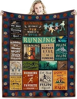 Hcoviv Running Gifts for Women/Men Blanket 50"X60", Cool Sports Theme Birthday Gifts for Runners, Cross Country/Marathon Presents, Track and Field Running Accessories for Her/Him Present Throw