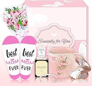 Mothers Day Gifts for Mom, Mom Birthday Gifts, Get Well Soon Gift Basket, Self Care Gift for Wife, Grandma, Daughter, Friends, Happy Birthday Gift for Women with 12 Oz Ceramic Mug, Bracelet