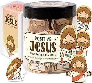 Emotional Support Jesus Jar – 60 Double-Sided Cards, Easter Basket Stuffer For Teens, Christian Easter Gifts For Teens, Women, Kids, Toddlers, Christian Gifts For Women