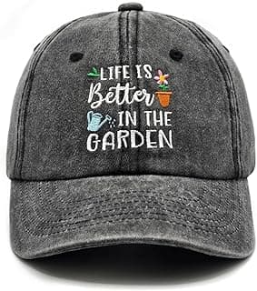 Gardening Gifts for Women, Gardening Hat, Adjustable Washed Cotton Embroidered Baseball Cap