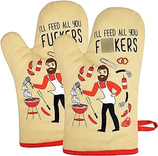 Miracu Funny Oven Mitts, Present for Chefs, Cooking Gadgets, BBQ Oven Mitt, Unique Gifts for Cooks Dad Brother Him, Manly Valentines Housewarming Grilling Kitchen Culinary Chef Gifts for Men Who Cook