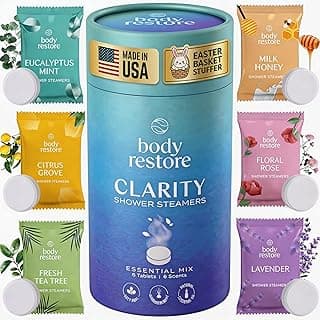Body Restore Shower Steamers Aromatherapy 6 Pack – Birthday Gifts for Men, Women, Dad Gift, Easter Basket Stuffers, Stress Relief, Relaxation, Self Care – Clarity