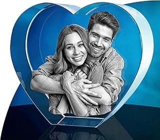 ArtPix 3D Crystal Photo, Personalized Gifts for Women, Wife, Men, Mom, Father, Her, Him, Dad, Grandpa, Great Customized Gift with Your Own Photo, Custom Glass 3D Laser Etched Picture Wedding - Heart