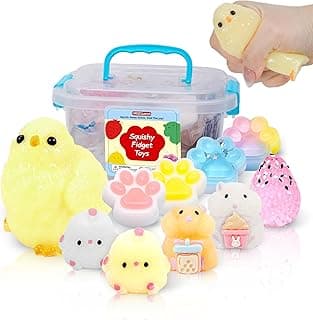 10 Pack Taba Squishy Toys kit with Toy Box & Cute Stickers, Kawaii taba Squishies Stress Relief Toys Party Favors for Kids 4-8 8-12, Squishy Fidget Toys for Kids ，Easter Gifts Easter Basket Stuffers