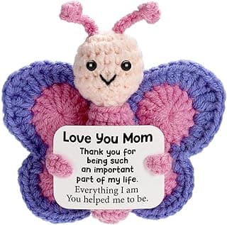 Mom Gifts for Mothers Day from Daughter Son, Mini Crochet Butterfly for First New Bonus Mom in Law Birthday, Funny Presents Like Necklace Card Bracelet Blanket Flowers Basket Candle Mug Box Set