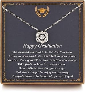 Graduation Gifts for Her 2026 College, Sterling Silver Two Interlocking Infinity Heart Necklace, Inspirational Graduation Gift, High School Graduate Gifts for Best Friend or Daughter