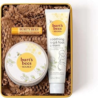 Burt's Bees Pregnancy Essentials Gift Set, Mothers Day Gifts, 3 Giftable Baby Shower Products, Nourishing Skincare - Mama Belly Butter, Original Lip Balm, Leg & Foot Cream