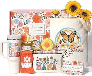Gifts for Mom, Mothers Day Gifts from Daughter Son Kids, Best Mom Gift Unique Birthday Gift Basket for Mother Women Mother-in-Law New Mama Gift Care Package for Wife w/Canvas Tote Bag 40 OZ Tumbler