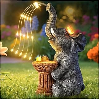 Garden Decor Elephant Statues Outdoor, Mother' s Day, Birthday Gifts for Women Mom Grandma, Solar Statue Lights Ornament Outside, Garden Sculpture for Yard Patio Balcony Housewarming