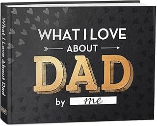 What I Love about Dad Book, Fill-in-the-Blank Book for Dad - Christmas Gifts for Dad from Daughter, Son, Kids - Dad Christmas Gifts, Stocking Stuffer - Birthday Gifts for Dad, Dad Birthday Gifts
