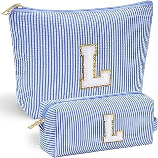 YOOLIFE Easter Gifts for Kids Girl Teens Girls - Travel Makeup Bag | Cute Travel Initial Makeup Bag | Birthday Gifts for Women | Birthday Gifts for Teens Girls | Gifts for Girls L