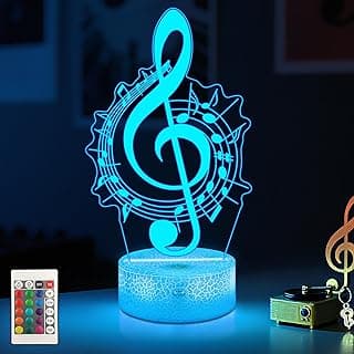 Music Note Night Light, 3D LED Optical Illusion Lamp with 16 Colors and Remote Controller, Gifts for Music Lovers