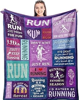 Punofell Gifts for Runners Women, Cross Country/Marathon Gifts, Cool Running Accessories Throw, Track and Field Accessories Soft Runner Blankets 50" x 60"
