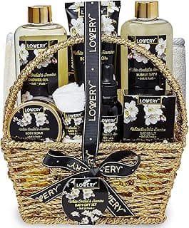 Mothers Day Gift Basket for Mom, Bath and Body Gift Basket for Women and Men – Orchid & Jasmine Home Spa Set With Body Scrubs, Lotions, Oils, Gels and More - Care Package for Women & Men - 9 Piece Set