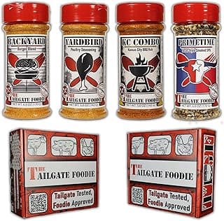 The Tailgate Foodie Grilling Classics Seasoning and Rub Kit | 4-Pack Gift Box | Ultimate Cooking Gift Set | All-Purpose Cooking Kit for Smoking, BBQ, and Grilling | Small Business | Made in America | Great for Christmas Gifting