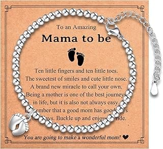 Leyung Gifts for New Mom, Pregnant Mom, Baby Feet Charm Bracelet Jewelry, First Mother's Day, Birthday, Christmas, Pregnancy Gifts