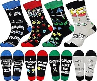Jeasona Mens Funny Fun Crazy Funky Dress Crew Socks Gifts for Men Dad Grandpa