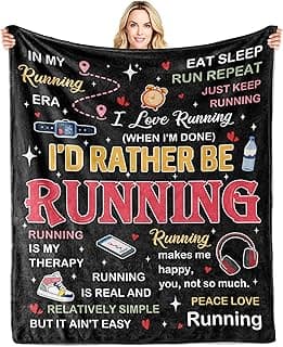LNKRFRPA Gifts for Runners Women/Men Blanket, Cross Country Gifts, Marathon Runner Gifts, Cool Running Accessories Throw, Track and Field Gifts 60"X50"