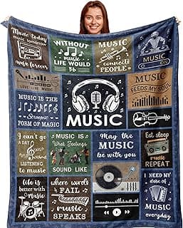 Unique Music Gifts for Men/Women, Music Lovers Gifts for Musician/Music Teacher, Funny Music Themed Decor/Stuff/Accessories, Sound of Music Blanket 60x50in