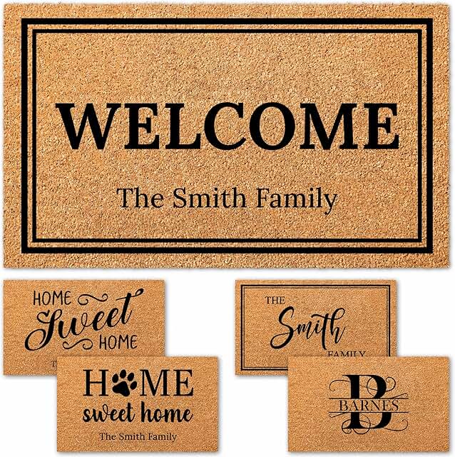 My Sign Center Door Mat, Personalized Doormat, Custom Welcome for Front Door, Indoor/Outdoor Coir, Housewarming Gift, Heavy Duty Slip Resistant Backing, Made in The USA