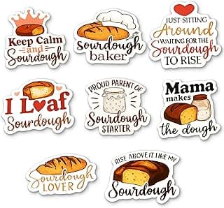 Sourdough Meme Stickers Pack | 8 Waterproof Vinyl Sourdough Bread Stickers for Bakers, Sourdough Starter Jars, Water Bottles & Laptops | Cute Sticker Pack for Adults, Bakers & Bread Lovers - Rust
