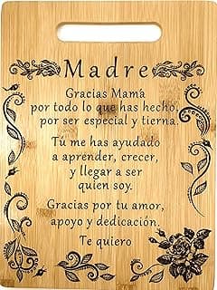 Gift for mom Spanish-Regalo para el poema de mamá-Tabla de cortar de bambú grabada única-Madre poema (22x30cm)